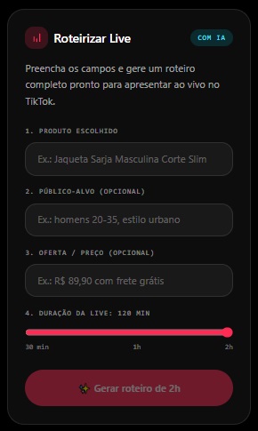 Ferramenta Roteirizar Live com IA — geradordevideos.com.br